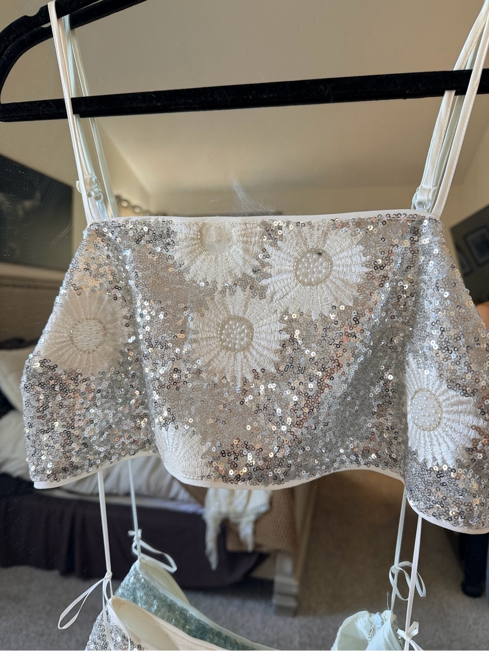 12th Tribe Sequin Daisy Two-Piece Crop Top & Skirt Set - XL top, L bottom - Picture 2 of 8